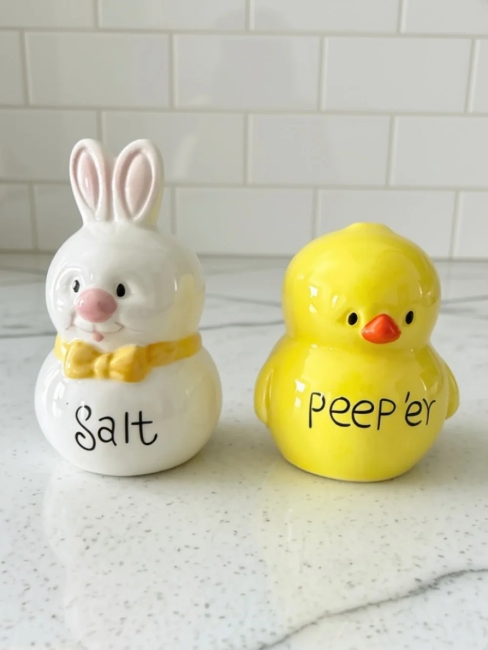 Ceramic Easter Bunny & Chick Salt & Pepper Shaker Set
